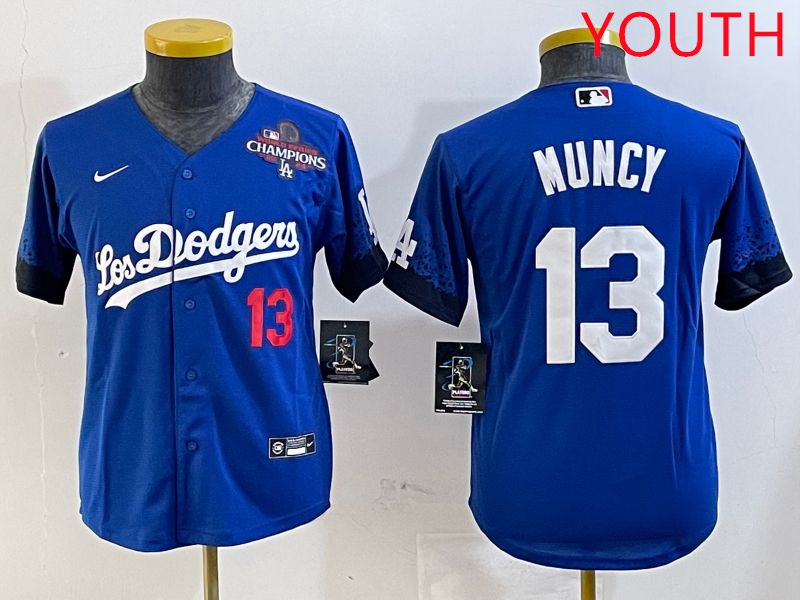 Youth Los Angeles Dodgers #13 Muncy Blue City Edition 2025 Nike MLB Jersey style 4->youth mlb jersey->Youth Jersey